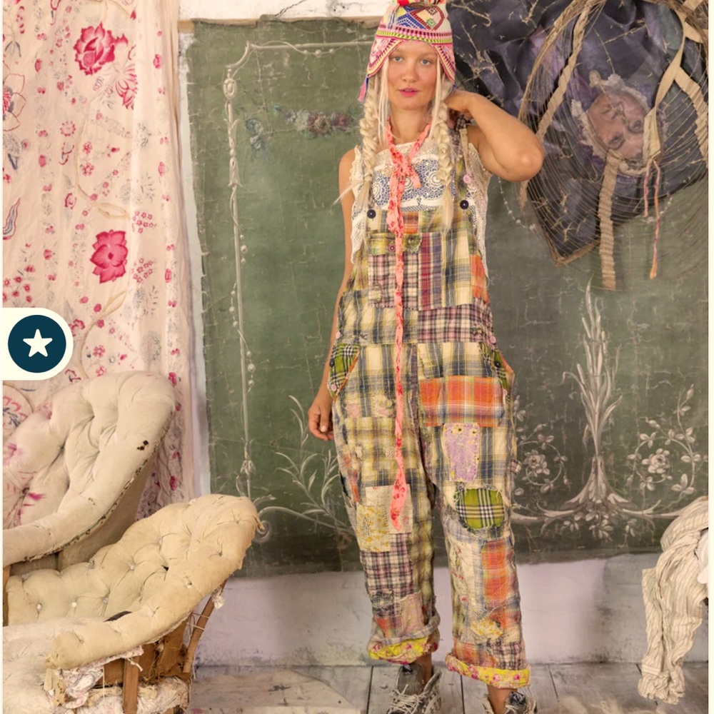 SOLD - Magnolia Pearl Patchwork Love Overalls